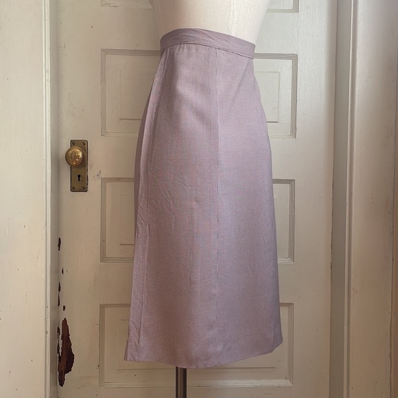 1940’s Light Pink and Grey Muted Houndstooth Pencil Skirt with Side Metal Zip - Picture 4 of 14